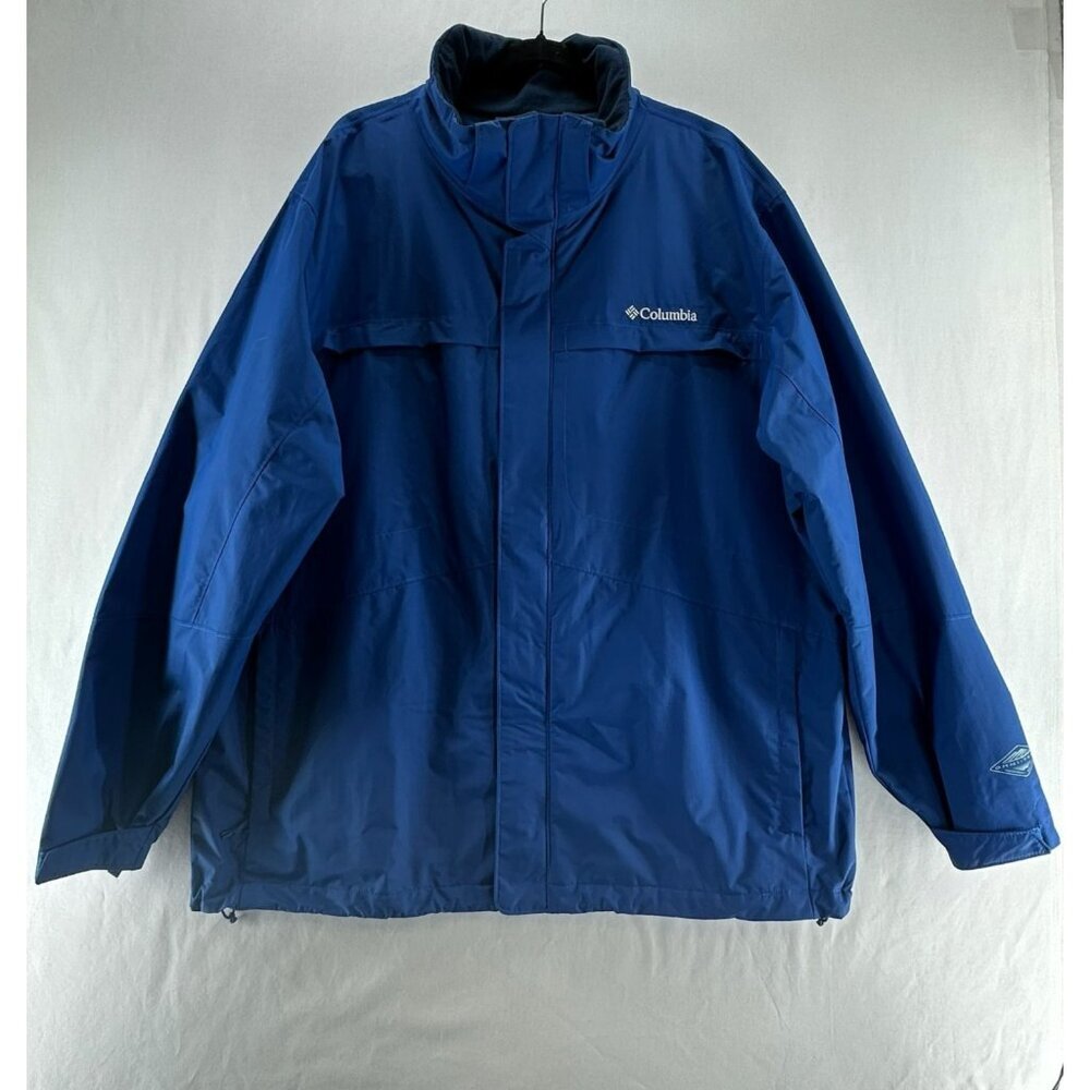 Columbia Interchange 3-in-1 Jacket Mens XL Waterproof Removable Hood Zip Up Blue